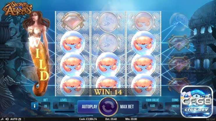 Secrets of Atlantis slot: Khám phá kho báu bí ẩn đại dương cf68 Giao diện chính của Secrets of Atlantis slot