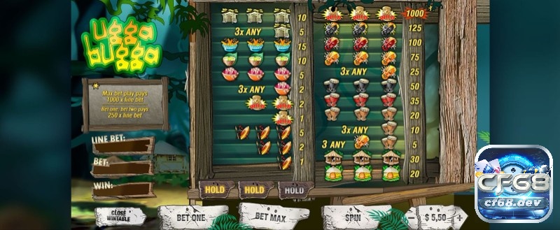 Ugga Bugga slot thời kì nguyên thủy với Jackpot x1000 Các biểu tượng trong game đậm chất chủ đề người tối cổ