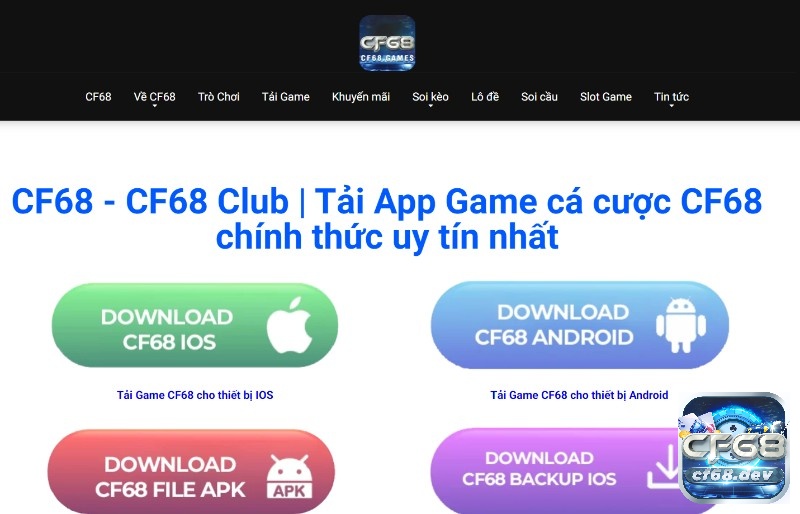 CF68 GAMES - Website chính thức thương hiệu CF68 CLUB cf68 games là website trực thuộc hệ thống của cf68dev