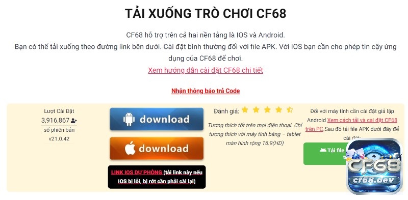 Chơi trực tuyến cf68 như thế nào? Cách thức Download CF68 Chọn hệ điều hành để tải cf68 và chơi trực tuyến cf68
