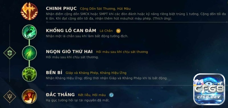 Bảng ngọc Darius Tốc Chiến - Đại tướng Noxus mùa 10 Bảng ngọc Darius Tốc Chiến với thiên hướng chống chịu