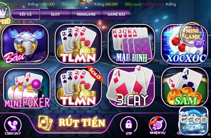 Đánh bài online đổi thẻ giá trị khủng, đổi thưởng nhanh tại CF68 Tìm kiếm tựa game đánh bài online đổi thẻ yêu thích trên CF68