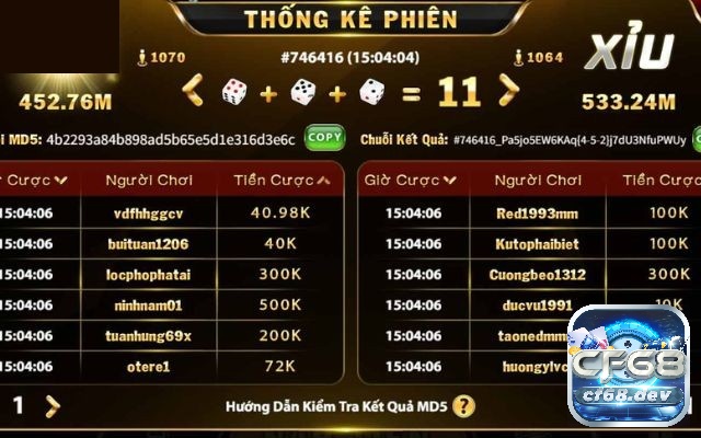 Tài xỉu MD5 là gì? Hướng dẫn cách chơi đơn giản dễ hiểu Cược Tài xỉu MD5 theo phong cách gấp thếp