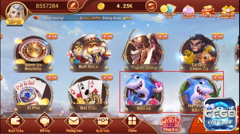 Bắn cá đổi thưởng thẻ cào dành cho cược thủ tại CF68 Game bắn cá đổi thưởng thẻ cào tại nhà cái CF68.DEV
