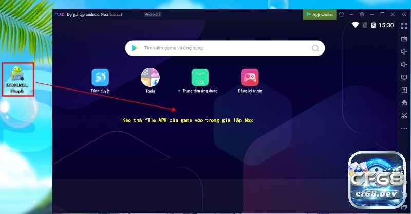 Tải 3king về điện thoại và tham gia giải trí đỉnh cao Kéo file apk vào màn hình giả lập