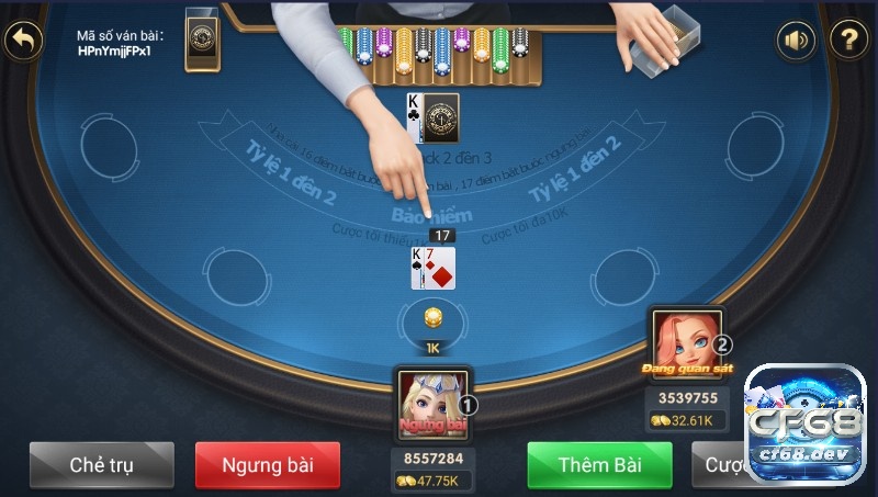 Cách tính điểm xì dách tại CF68 - Casino uy tín nhất hiện nay Các tuỳ chọn khi tham gia xì dách tại CF68