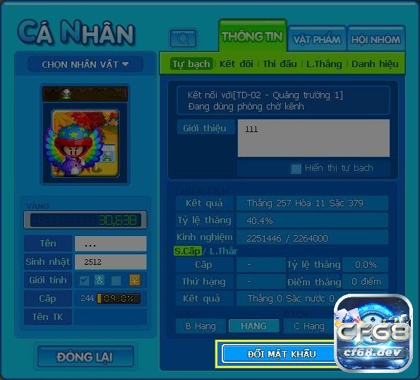 Doi mat khau Boom - Hướng dẫn chi tiết đơn giản nhất Bấm vào đổi mật khẩu