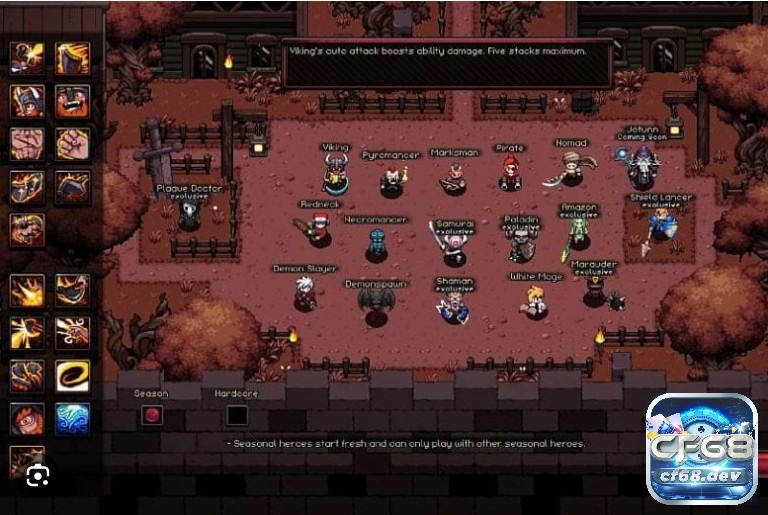 Game Hero Siege: Tìm hiểu thể loại chặt chém phong cách Pixel Đa dạng lớp nhân vật trong Game Hero Siege