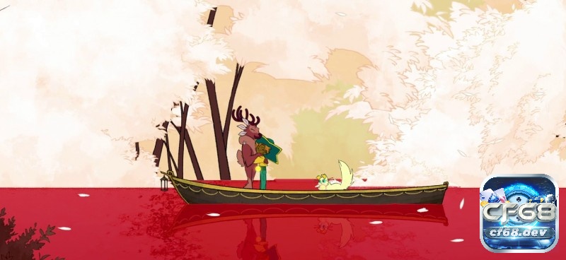 Game Spiritfarer 2D co-op: Đưa tiễn linh hồn về miền cực lạc Hình ảnh của người dẫn đường và dòng sông đỏ