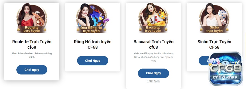 CF68 DEV - Địa chỉ cá cược đổi thưởng trực tuyến uy tín nhất Anh em cược thủ khi tham gia CF68 DEV trải nghiệm Casino trực tuyến