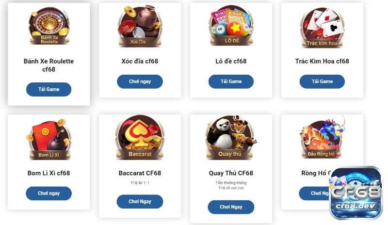 CF68 DEV - Địa chỉ cá cược đổi thưởng trực tuyến uy tín nhất Đa dạng thể loại 3D cho anh em cược thủ trải nghiệm tại CF68 DEV