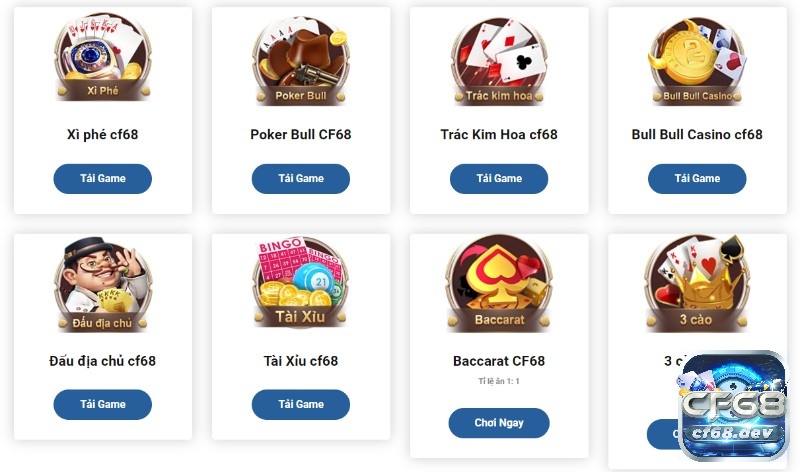 CF68 DEV - Địa chỉ cá cược đổi thưởng trực tuyến uy tín nhất Game bài là thể loại được đông đảo anh em cược thủ yêu thích