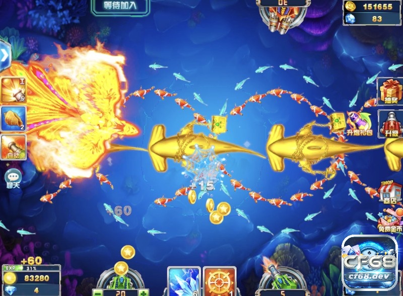Choi ban ca online tại CF68 - Cổng game uy tín trên thị trường Săn cá mập cá to đem về tiền thưởng cực khủng
