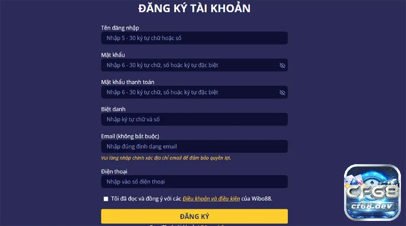 Wibo88: Cổng game giải trí online đỉnh cao hàng đầu Châu Á CF68 hướng dẫn anh em tân thủ cách đăng ký và đăng nhập Wibo88 cực dễ