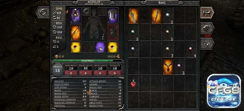 Game AnimA ARPG: Tựa game nhập vai hành động cổ điển Bảng trang bị đa dạng trong AnimA ARPG