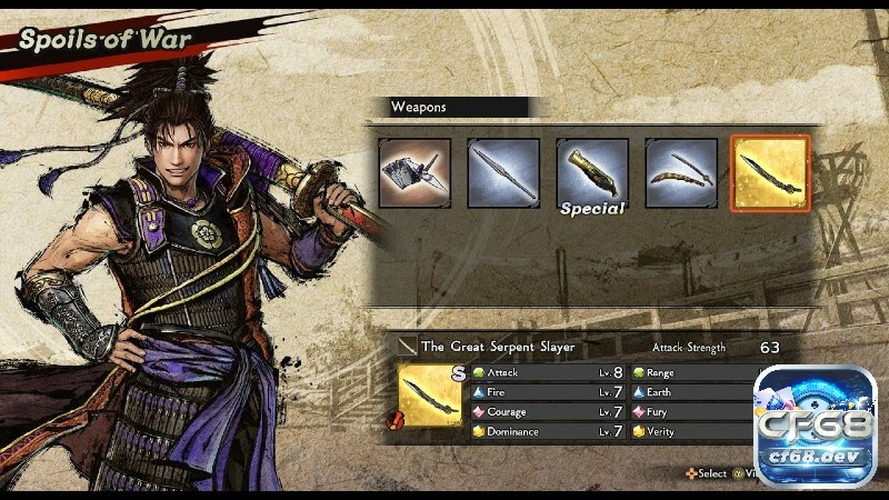 Game SAMURAI WARRIORS 5 - Game hành động đỉnh cao Bạn có thể lựa chọn nhiều loại vũ khí đa dạng và trang bị cho nhân vật của mình