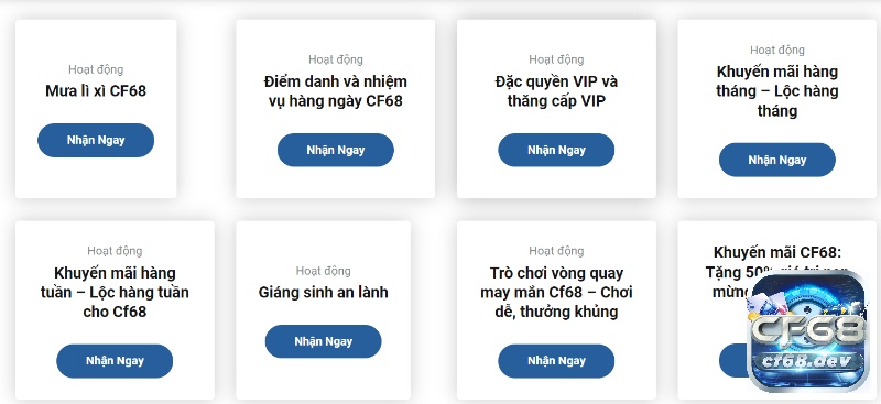 Nha cai bet CF68 - Game cược trực tuyến đổi thưởng uy tín Đa dạng khuyến mãi tại nha cai bet CF68