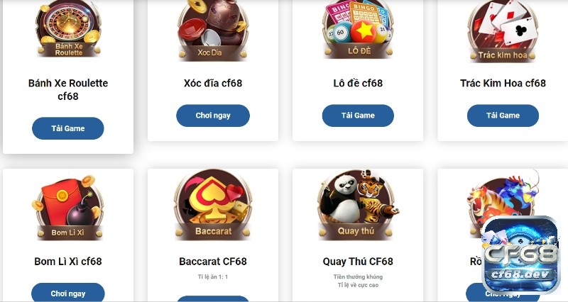 Nha cai bet CF68 - Game cược trực tuyến đổi thưởng uy tín Nha cai bet CF68 cung cấp đa dạng thể loại game bài