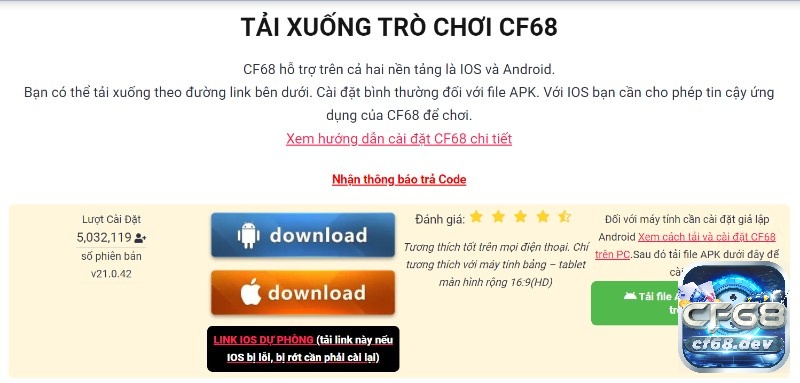 Nha cai bet CF68 - Game cược trực tuyến đổi thưởng uy tín Nha cai bet CF68 với lượt cài đặt lớn bởi sự uy tín