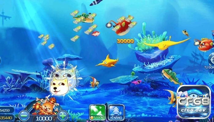 Tro chơi ban ca: game dại chiến thủy cung siêu hấp dẫn Người chơi có thể chọn bắn lẻ hoặc bắn cá theo đàn