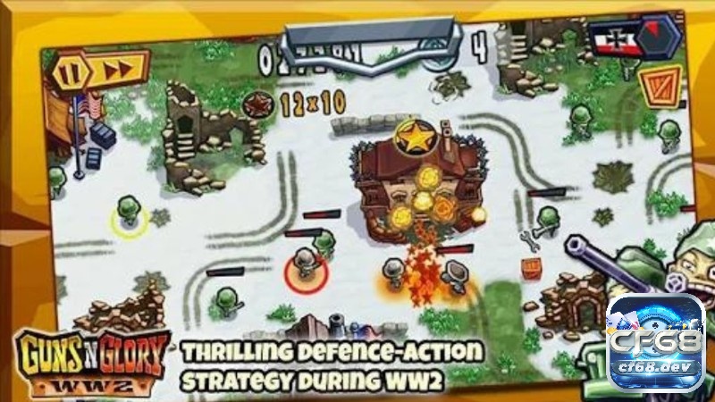 Game thủ thành mobile: Top game đình đám nhất trên điện thoại Game thủ thành mobile Guns’n’Glory WW2 tái hiện một cuộc chiến căng thẳng, nơi người chơi cần tận dụng tối đa chiến lược để bảo vệ căn cứ.