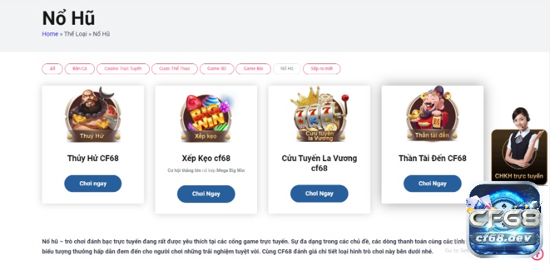 CF68.app - Cổng game cá cược trực tuyến uy tín và chất lượng Nổ hũ đổi thưởng tạiCF68.app có tỉ lệ thưởng cao nhất trên thị trường hiện nay