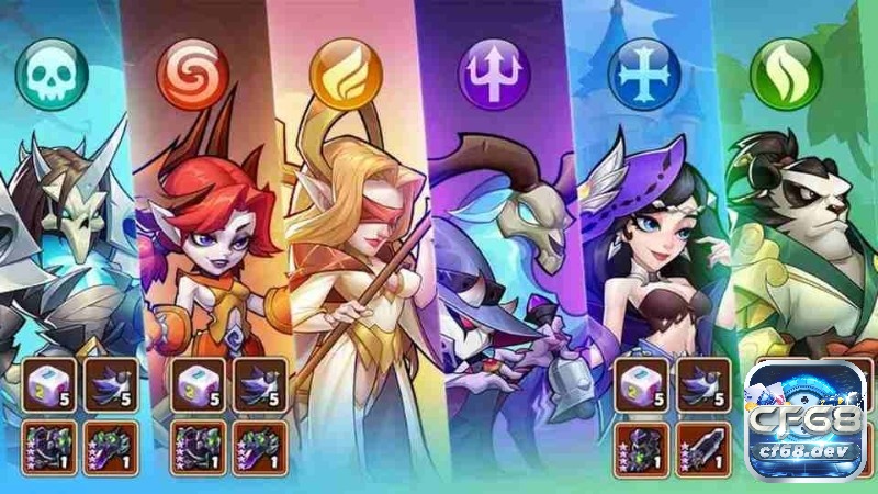 Game Idle Heroes - Game nhập vai chiến thuật hàng đầu thế giới Tuyến nhân vật đa dạng để anh em thiết lập đội hình theo chiến thuật riêng của mình