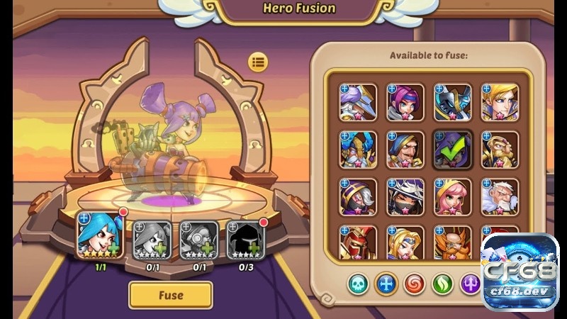 Game Idle Heroes - Game nhập vai chiến thuật hàng đầu thế giới Cải tiến và nâng cấp tướng để nhân vật mạnh lên nhé