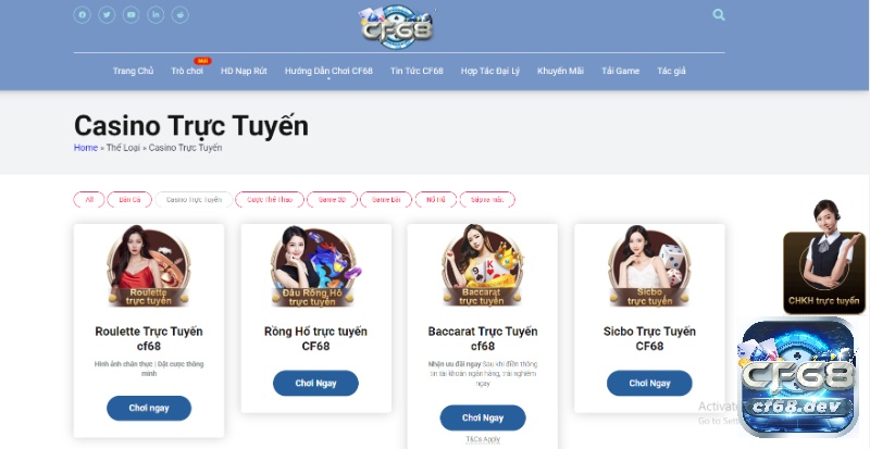 CF68.CLUP - Cổng game cá cược chất lượng nhất tại Việt Nam Casino trực tuyến là một trong những sản phẩm hot nhất tại nhà cái này