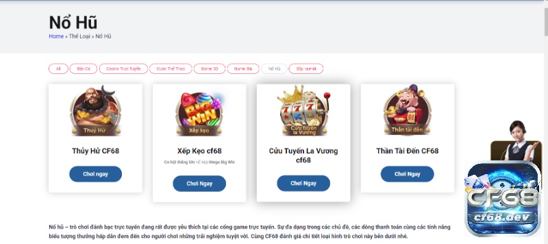 CF68.CLUP - Cổng game cá cược chất lượng nhất tại Việt Nam Game Slot hấp dẫn với tỉ lệ thắng cao nhất trên thị trường hiện nay