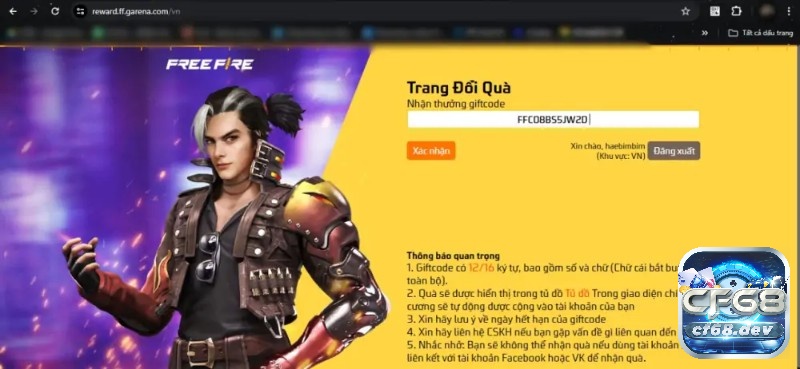 Giftcode Free Fire - Nhập mã nhận trang bị, vật phẩm hấp dẫn Lưu ý khi nhập Giftcode Free Fire