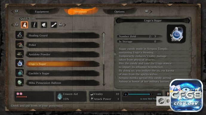 Mẹo chơi Sekiro: Shadows Die Twice thông minh, hiệu quả nhất Các vật phẩm hiện tại đang có cần sử dụng triệt để