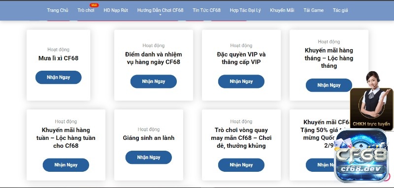 Game club đổi thưởng CF68 - Sân chơi giải trí uy tín, chất lượng Game club đổi thưởng tại CF68 có nhiều khuyến mãi nổi bật thu hút đông đảo anh em cược thủ tham gia nhận thưởng