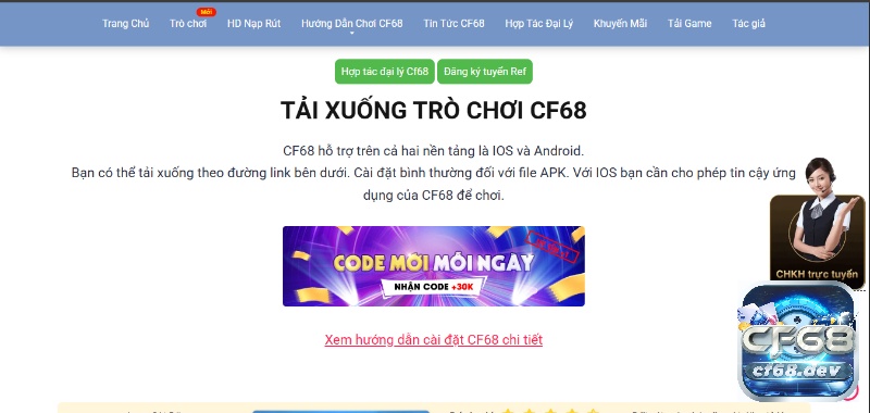 Game club đổi thưởng CF68 - Sân chơi giải trí uy tín, chất lượng Sử dụng cả trên hệ thống web và các app trên các nền tảng di động