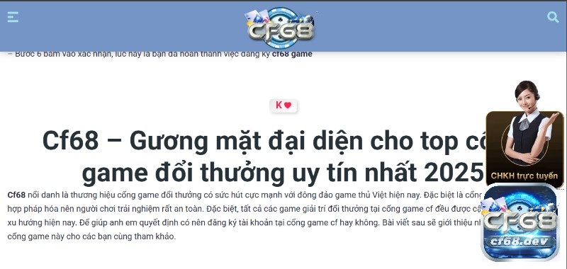 Game club đổi thưởng CF68 - Sân chơi giải trí uy tín, chất lượng Điểm nổi bật của game club đổi thưởng CF68 thú hút đông đảo anh em cược thủ tham gia