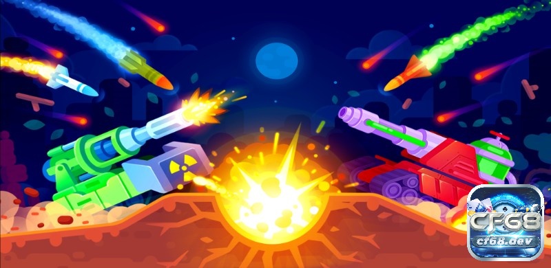 Game Tank Stars – Game bắn xe tăng vui nhộn nên thử ngay Điều khiển xe tăng, tính toán góc và lực để tiêu diệt đối thủ trong game Tank Stars