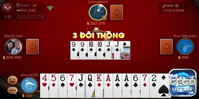 Game bài tiến lên - Luật chơi, mẹo luôn thắng cho anh em Hãy tận dụng ba đôi thông một cách khéo léo để chặt được heo của đối thủ