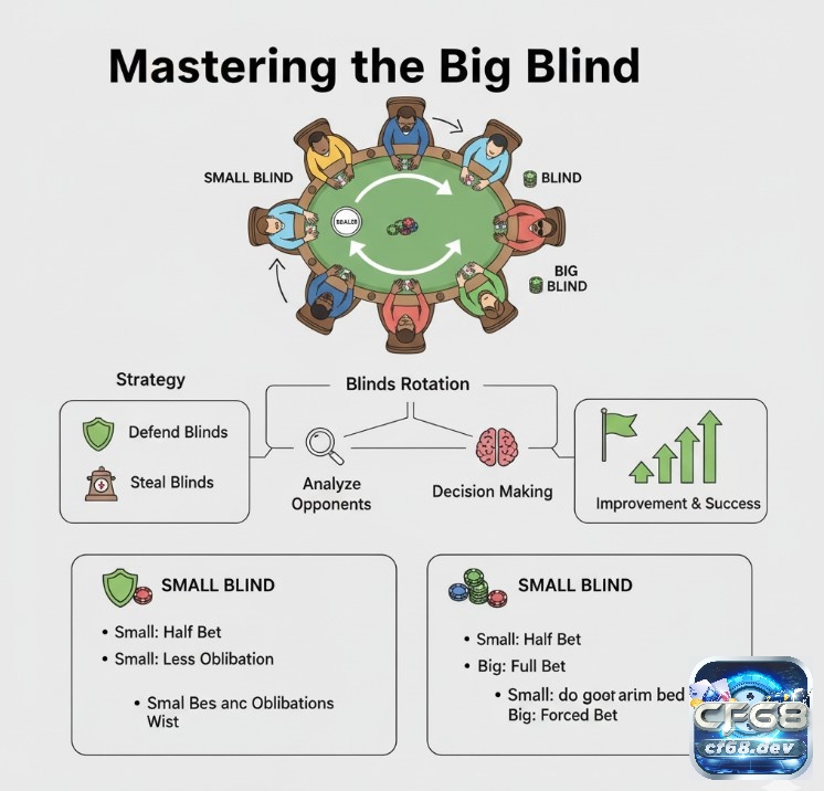 Big blind poker là gì và vai trò của big blind trong một ván poker Tổng kết tầm quan trọng của Big Blind trong poker, từ định nghĩa, vai trò khởi tạo pot đến ảnh hưởng chiến thuật