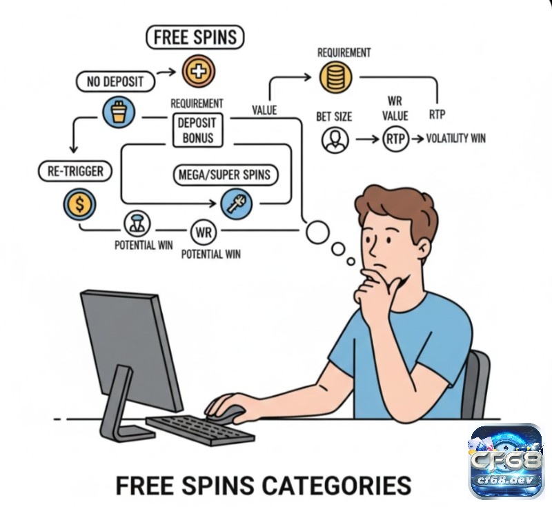 Free spins slot game là gì? Cách nhận vòng quay miễn phí Người chơi đang phân loại Free Spins để nhận diện giá trị và cách tiếp cận phù hợp trên màn hình lớn