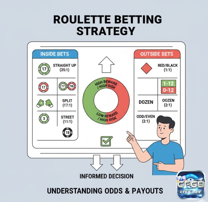 Luật chơi roulette cơ bản – Hướng dẫn nhập môn cho người mới Người chơi Roulette tìm hiểu các loại cược, tỷ lệ trả thưởng và rủi ro để đưa ra quyết định thông minh