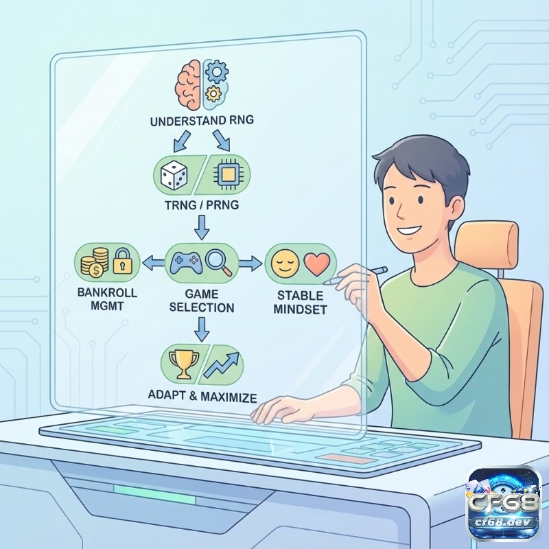 RNG hoạt động thế nào? Cơ chế tạo kết quả ngẫu nhiên Người chơi casino áp dụng chiến lược và trí tuệ để hiểu RNG hoạt động thế nào, quản lý vốn, lựa chọn game và duy trì tâm lý chơi vững vàng