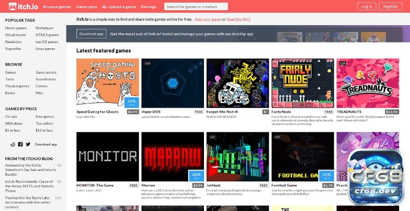 Web tải game PC chính thức an toàn, nhiều ưu đãi Itch.io sáng tạo, nhiều game indie đáng thử