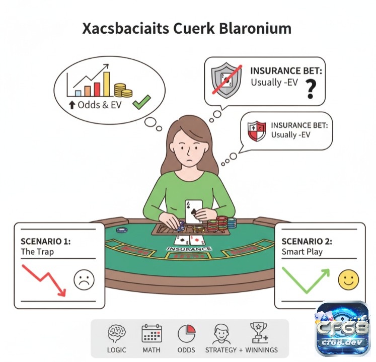 Cược bảo hiểm blackjack là gì? Chiến thuật chơi hiệu quả Người chơi Blackjack nắm vững xác suất cược bảo hiểm để tối ưu hóa chiến lược