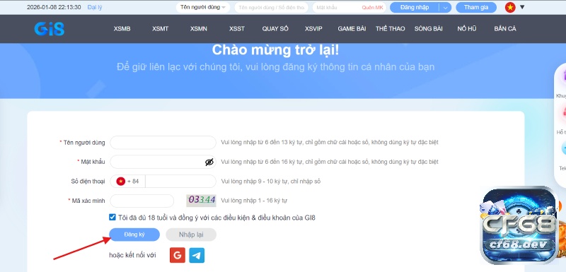 Đăng ký Gi8: Hướng dẫn chi tiết nhận ngay ưu đãi 100K Thông tin chính xác khi đăng ký Gi8 là điều kiện bắt buộc để xác minh tài khoản và rút tiền thuận lợi