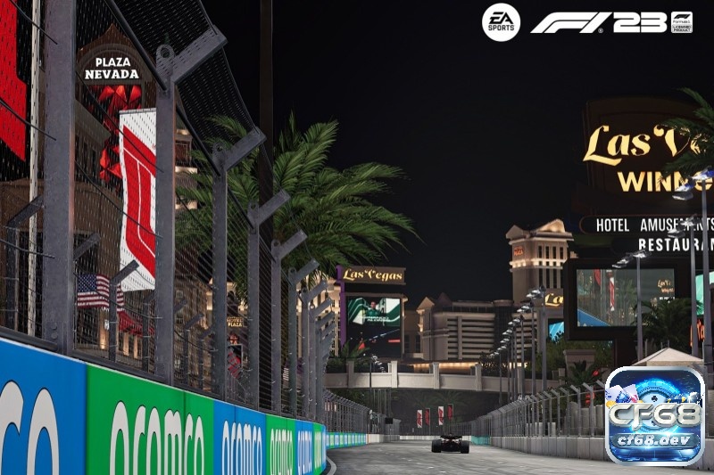 Game F1 23: Chuẩn mực mới của game đua xe công thức 1 Xe F1 trong game F1 23 lao qua khúc cua trên đường phố ban đêm với ánh đèn neon và vệt sáng tốc độ