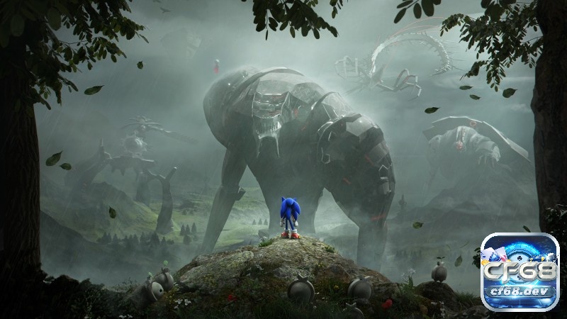 Game Sonic Frontiers: Hành trình thế giới mở của nhím xanh Cảnh quan rộng và tàn tích cổ tạo cảm giác kỳ bí, gợi ý rằng còn nhiều lớp lore chưa được mở ra
