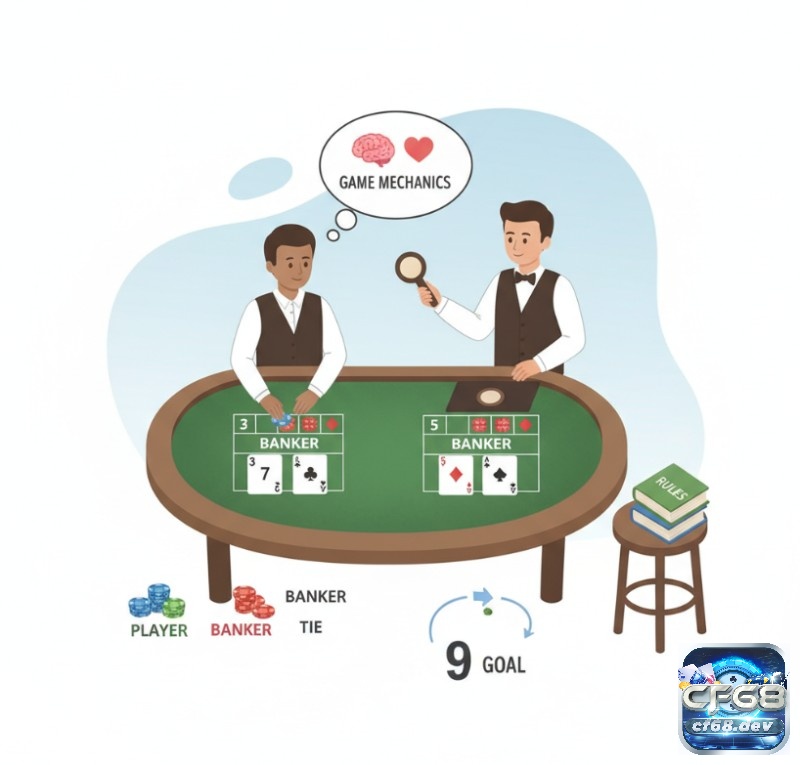 Luật chơi Baccarat cơ bản: Hướng dẫn dễ hiểu cho tân thủ Người chơi Baccarat đặt cược vào Player, Banker hoặc Tie, với mục tiêu đoán tổng điểm bài gần 9 nhất