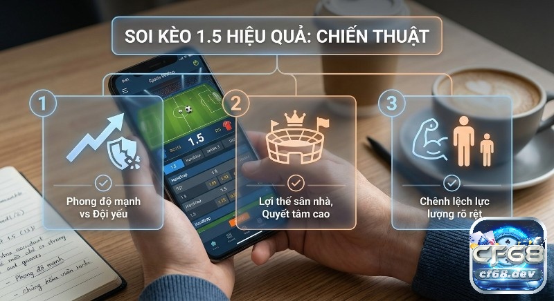 Kèo 1.5 là gì? Ý nghĩa, cách chơi hiệu quả và mẹo thắng lớn Tổng hợp 3 chiến thuật soi kèo 1.5 hiệu quả: phân tích phong độ, lợi thế sân nhà và chênh lệch lực lượng
