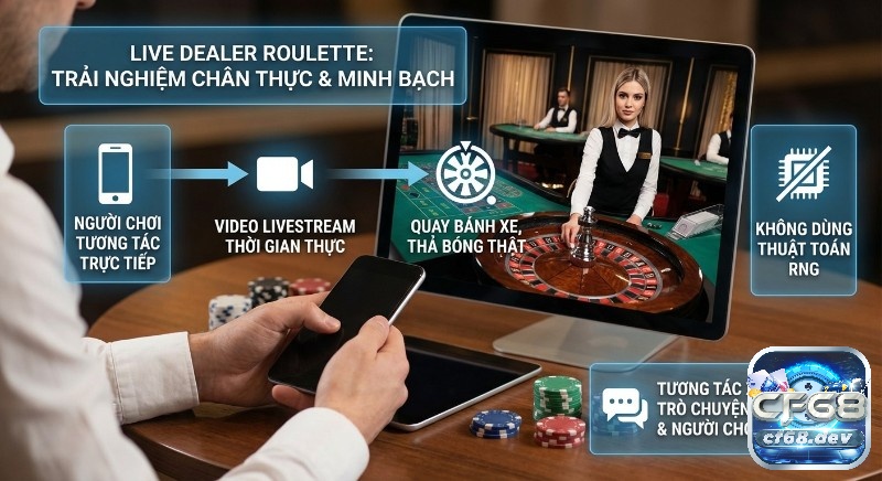 Live Dealer Roulette là gì? Hướng dẫn chơi dễ thắng lớn Tổng quan Live Dealer Roulette: trải nghiệm chân thực, minh bạch với livestream, bánh xe thật, không RNG và tương tác xã hội