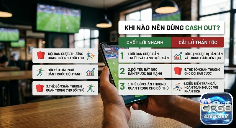 Cash Out là gì trong cá cược? Giải đáp nhanh, mẹo chốt lời Checklist chiến lược Cash out giúp chốt lời nhanh và cắt lỗ thần tốc với 6 tình huống điển hình trong cá cược bóng đá
